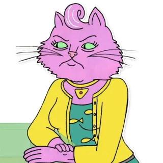 🗑 Princess Carolyn BoJack Horseman анимированный, мультфильм, кошка, Принцесса Кэролин, Конь БоДжек, телевидение, телешоу telegram sticker