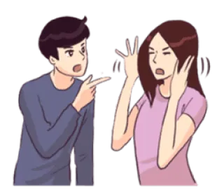 😫 kłótnia, niezgoda, wskazywanie, frustracja, zły, rozżalony, para telegram sticker