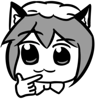 🤔 anime, manga, cartoon, meme, thinking, cute telegram sticker