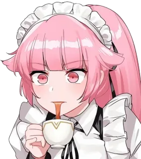🍵 anime, maid, tea, pink hair, cute, female, character telegram sticker