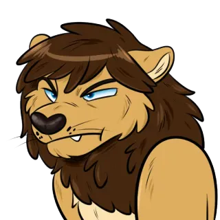 😑 león, dibujos animados, animal, enfadado, peludo telegram sticker