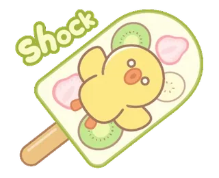 ⭐ shock эскимо, утка, милый, сладкий, мультфильм, мороженое, фрукт telegram sticker