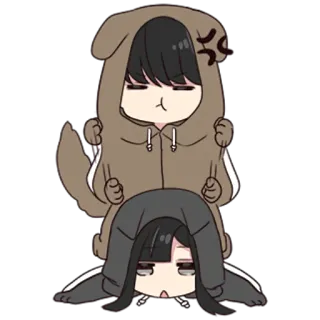 😡 Anime, Mono, Chibi, Perro, Sudadera con capucha de animal, Personaje telegram sticker