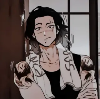 🪔 Anime, Postać, Tatuaż, Ręcznik, Mężczyzna telegram sticker