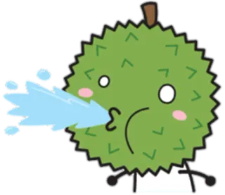 💦 Durian, Owoc, Kreskówka, Dmuchanie, Woda telegram sticker