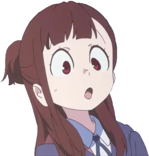 😮 Atsuko Kagari Little Witch Academia อนิเมะ, ตกใจ, ประหลาดใจ, การ์ตูน, ผู้หญิง telegram sticker