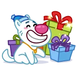 🎁 犬, ギフト, 漫画, お祝い, お祭り, プレゼント whatsapp sticker