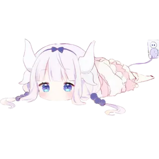 😴 Kanna Kamui Miss Kobayashi's Dragon Maid Anime, Naga, Kanna Kamui, imut, Chibi telegram sticker