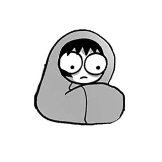 😶 cartoon, sad, anxiety, cartoon character, sketch, black and white telegram sticker