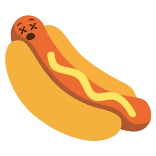 😵 Cachorro-quente, Emoji, Morto, Desenho animado, Comida telegram sticker