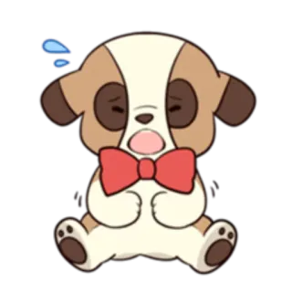 😢 cane, cucciolo, cartone animato, carino, papillon, animale whatsapp sticker