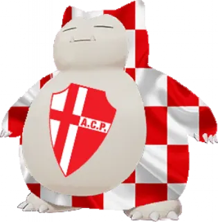 🟥 A.C.P. Snorlax, Pokémon, rojo, blanco, personaje, escudo telegram sticker