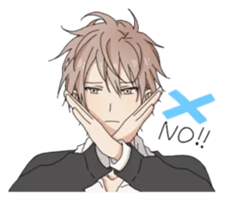 👎 Anime, Nhân vật, Không, Dấu chéo, Từ chối, Con trai telegram sticker
