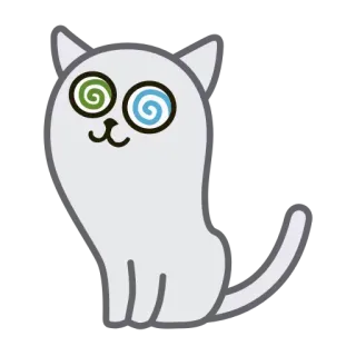 😏 кот, загипнотизированный, мультфильм, животное, стикер, смешной telegram sticker