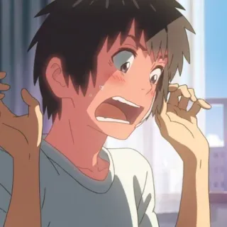🍣 Taki Tachibana Your Name Anime, Personnage, Choc, Surprise, Inquiet, Émotionnel telegram sticker