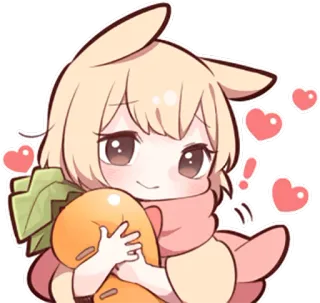 🥕 만화, 토끼, 당근, 귀여운, 애니메이션, 일러스트, 하트, 카와이 telegram sticker