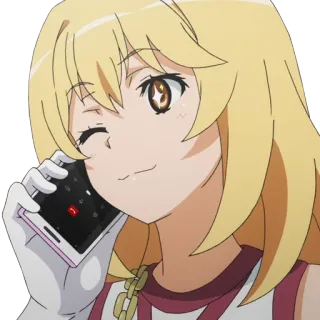 😉 Misaki Shokuhou A Certain Scientific Railgun Аниме, Девушка, Блондинка, Звонок, Подмигивание, Телепат, Телефон telegram sticker