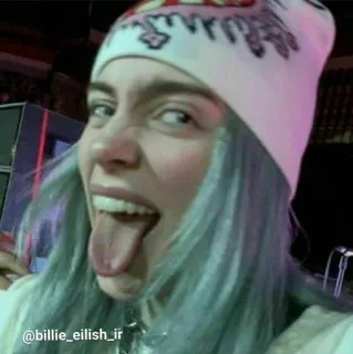 🤪 Billie Eilish @billie_eilish_ir บิลลี ไอลิช, นักร้อง, คนดัง, ป็อปสตาร์, เพลง, ภาพเหมือน telegram sticker