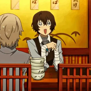 🍷 Dazai Bungou Stray Dogs Anime, Bungou Stray Dogs, Dazai Osamu, Charakter, Cartoon whatsapp sticker
