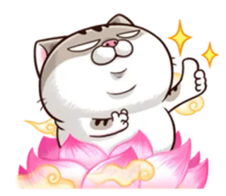 🌸 Katze, Cartoon, süß, Tier, Lotus, Aufkleber, Glitzer, Daumen hoch whatsapp sticker