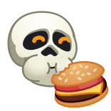 🍔 teschio, hamburger, cibo, scheletro, affamato telegram sticker