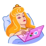 😪 Aurora prinzessin, laptop, dornröschen, cartoon, disney telegram sticker