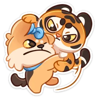 😡 chien, tigre, animal, mignon, amitié, dessin animé telegram sticker