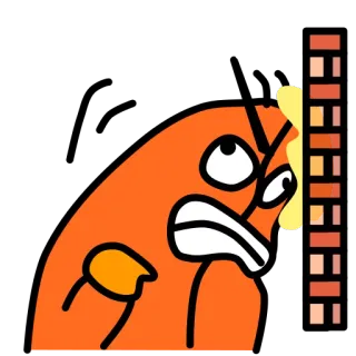 😒 Dessin animé, En colère, Frustré, Mur, Écrasé, Orange, Expression, Drôle whatsapp sticker