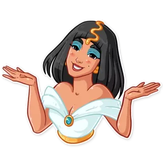 🙃 wanita, mesir, putri, gadis, cleopatra, kartun telegram sticker