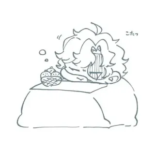 🌟 こたつ schlafend, Kotatsu, Cartoon, Anime, Manga telegram sticker