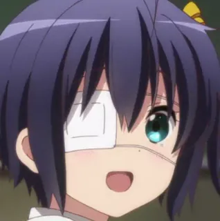 😄 Rikka Takanashi Love, Chunibyo & Other Delusions anime, cute, rika takanashi, eye patch, chunibyo telegram sticker