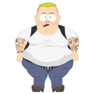 🤢 ตัวการ์ตูน, เซาท์พาร์ก, มีรอยสัก, ผมสีเหลือง, อ้วนกลม telegram sticker
