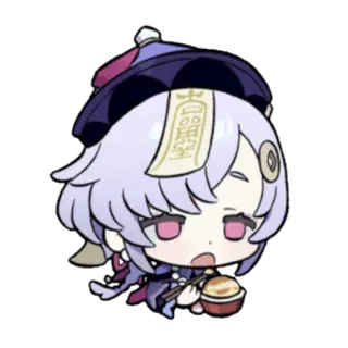 ☔ Qiqi Genshin Impact Anime, Videospiel, Charakter, süß, Zombie, Qiqi, Genshin Impact telegram sticker