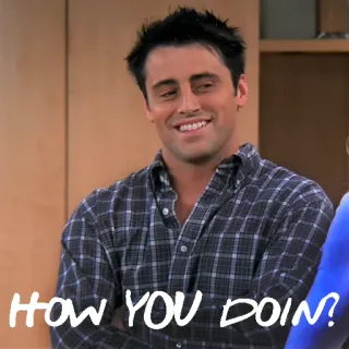 😜 Joey Tribbiani Friends HOW YOU DOIN'? friends, joey tribbiani, how you doin, série tv, comédia telegram sticker