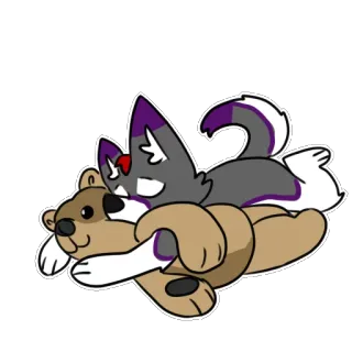 💤 lobo, oso, lindo, dibujos animados, animal telegram sticker