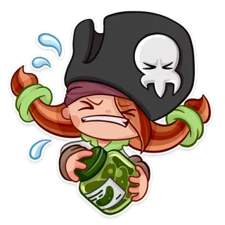 😖 Pirat, Cartoon, Weinend, Glas, Gurken, Emotion whatsapp sticker