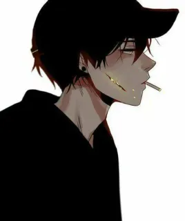 🚬 Anime, Sigaretta, Cicatriz, Profilo, Ragazzo, Scuro telegram sticker