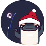 🎆 orca, santa hat, middle finger, christmas, holiday, rude, offensive telegram sticker