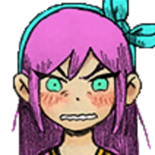 🤬 โกรธ, อนิเมะ, ผมสีม่วง, ผู้หญิง, การ์ตูน telegram sticker