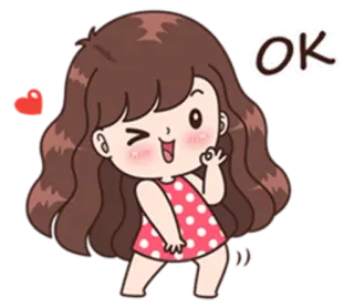 👌 OK dessin animé, fille, mignon, ok, geste, clin d'œil telegram sticker