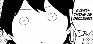 😲 EVERYTHING IS DECLINED. mem, śmieszne, odrzucone, anime, manga, ekspresja, twarz telegram sticker