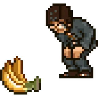 🍌 banana, buccia, scivolare, caduta, pixel art telegram sticker