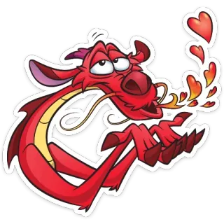 😘 Mushu Mulan dragón, dibujos animados, mulán, disney, mushu, animación, personaje whatsapp sticker