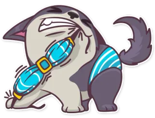 👙 猫, 蝶ネクタイ, 握る, 可愛い, 面白い, ペット, 動物 telegram sticker