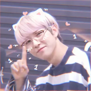 😣 persona, orecchie da gatto, occhiali, carino, coreano telegram sticker