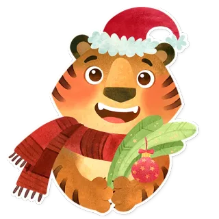 🎁 tigre, natale, adesivo, vacanza, festivo, cappello da babbo natale, animale whatsapp sticker
