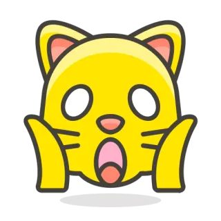 🙀 gatto, giallo, scioccato, spaventato, cartone animato, animale, emoji telegram sticker