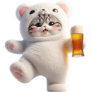 🍻 kat, beer, bier, schattig, dier, drankje, grappig telegram sticker