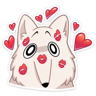 😍 cane, bacio, cuori, amore, animale, cartone animato telegram sticker