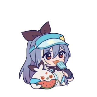 🍦 anime girl, popsicle, cute, chibi, watermelon telegram sticker